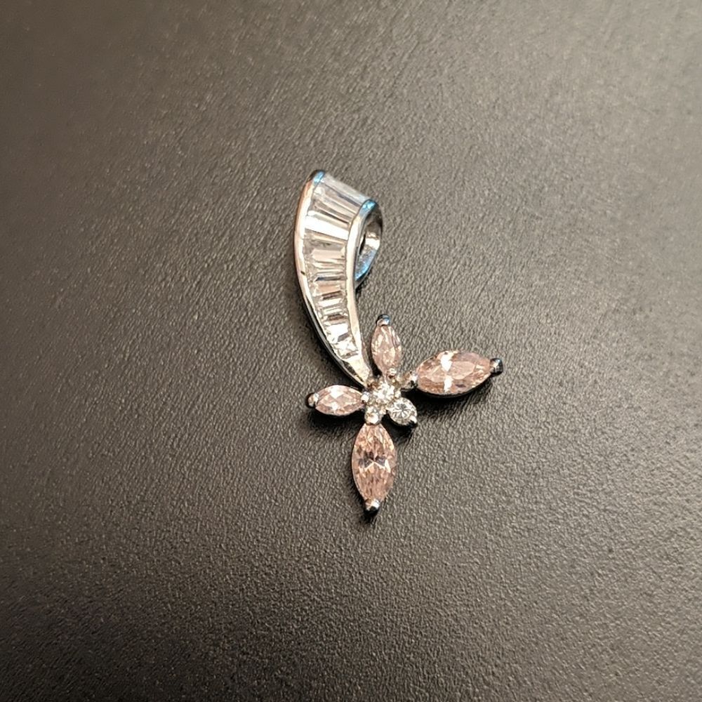 Pink Butterfly Pendant 925 Sterling Silver Sapphire Cubic Zirconia